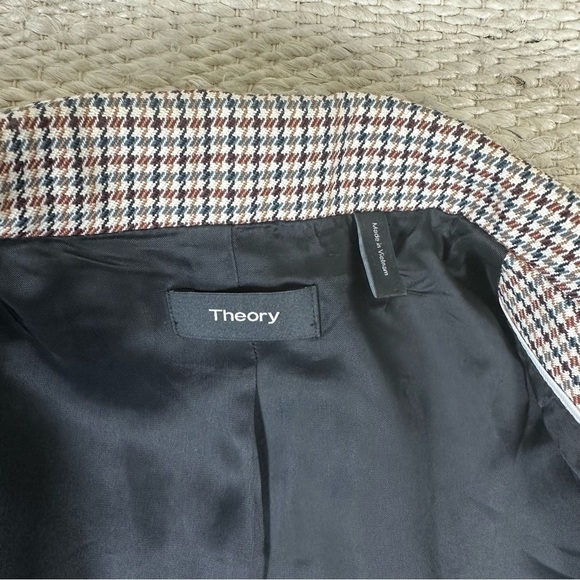 Theory Super Cinch Houndstooth Wool Blend Blazer Jacket Size 4 - Picture 12 of 16